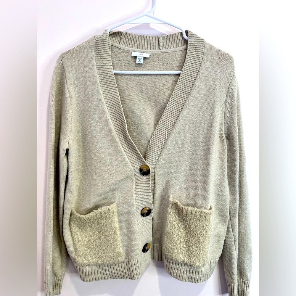 J. Jill cardigan with faux fur pockets XS